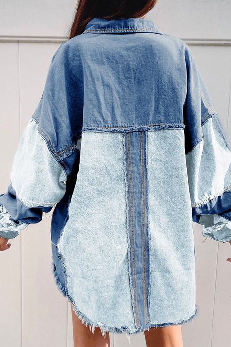 a Oversize Denim Jacket, Lisa Fischer, Oversized Denim Jacket, Oversized Jacket, Patchwork Designs, Eminem, Jean Jacket, Trendy Outfits, Color Block