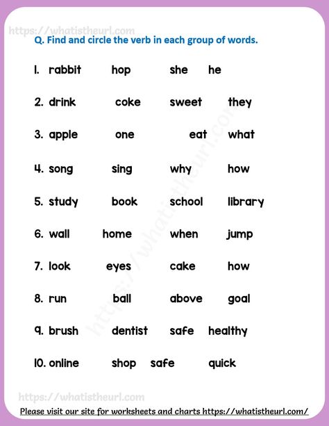 Find and circle the verb Find The Verbs Worksheet, Verbs Worksheet For Grade 1, Verb Definition, Action Verbs Worksheet, Fruits Name In English, Verbs Worksheet, Writing Sentences, English Worksheet, 1st Grade Writing