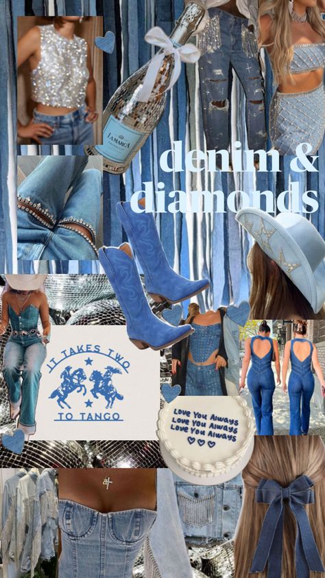 Diamonds Bachelorette, Denim Themed Party, Bachelorette Party Outfit Themes, Nashville Bachelorette Party Outfit, Bachelorette Outfit Themes, Austin Bachelorette, Bachelorette Inspo, Western Bachelorette, Bachelorette Theme