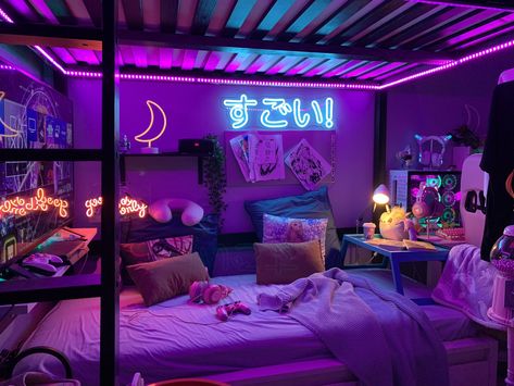 Shrimp on Twitter: "Havin a great night… " Egirl Bedroom Decor, Egirl Room Ideas, Egirl Bedroom, Neon Room Decor, Dr Ideas, Caravan Ideas, Neon Bedroom, Ideas Decoracion, Caravan Interior