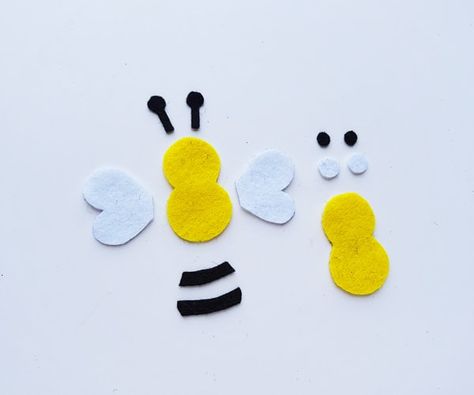 Felt bumble bee bug craft. A fun sewing kids craft with free bee template. Felt Bumble Bee, Crafting For Kids, Cool Craft Ideas, Bug Craft, Craft Ideas For Beginners, Bee Template, Bumble Bee Craft, Bee Craft, Felt Hair Accessories