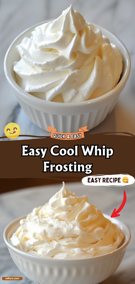 Fluff Icing Recipe, Homemade Whipped Frosting Easy, Cool Whip Frosting For Ice Cream Cake, Pudding Cool Whip Frosting Recipe, Piping Cool Whip, Cream Cheese Frosting With Cool Whip, Homemade Whip Cream Frosting, Cool Whip And Pudding Icing, Cool Whip Pudding Icing