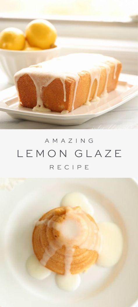 Pound Cake Icing Glaze, Frosting For Lemon Cake, Lemon Glaze Icing Easy, Lemon Glaze For Cake, Lemon Drizzle Icing, Lemon Glaze Icing, Glazed Icing Recipe, Angel Food Cakes, Lemon Glaze Recipe