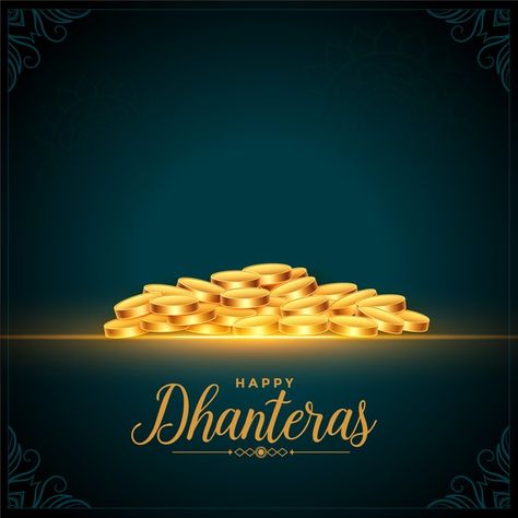 Happy dhanteras festival golden coins ba... | Free Vector #Freepik #freevector #background #banner #gold #card Happy Dhanteras Hd Images, Dhanteras Creative Ads, Dhanteras Images, Happy Dhanteras Wishes, Indian Festival Of Lights, Golden Coins, Frame Wallpaper, Navratri Wishes, Photo Frame Wallpaper