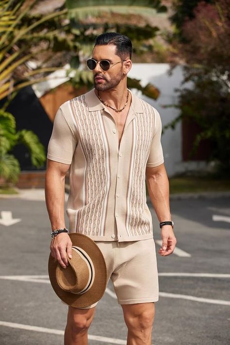 love these 😍 came in a couple days too Mens Clothing Styles Beach, Shorts Men’s Fashion, Goa Wear Men, Florida Classic Outfits, Mens Palm Springs Outfit, Summer Casual Outfit Men, Men’s Cancun Outfits, Home Outfit For Men, Men's Old Money Style