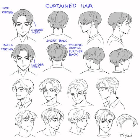 Miyuli on Twitter: "Curtained hair… " Drawing Short Hair Guys, Hair Reference Drawing Short, Men Hairstyle Reference Drawing, Anime Short Hair Reference, Male Hairstyles Drawing Short, Short Hair Art Reference, Short Hair Reference Drawing, Male Hairstyles Drawing Hair Reference, Male Hair Reference Drawing