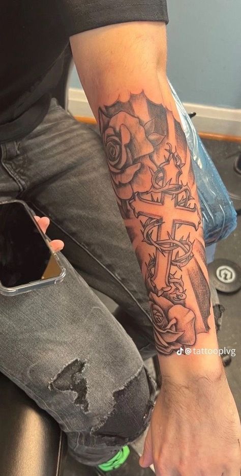 Guy Tattoos Forearm, Roman Numeral Sleeve Tattoo, Men’s Forearm Tat, King Cid Tattoo, Small Tattoo Ideas For Men Unique, Arm Tats Men Sleeve, Men Inner Forearm Tattoos, God Tattoo Ideas For Men, Forearm Wing Tattoo Men