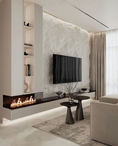 Modern Tv Room, Latest Living Room Designs, Home Hall Design, Living Room Tv Unit, Tv Room Design, Apartment Living Room Design, Room With Fireplace, Living Room Decor Fireplace, Living Room Design Inspiration