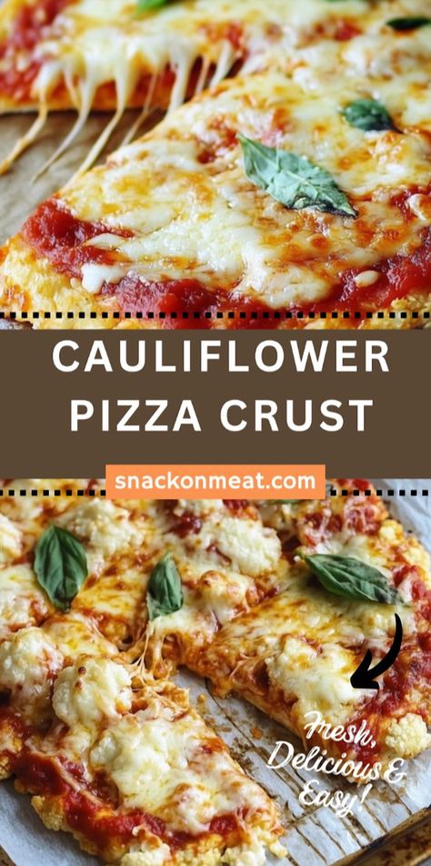 Craving pizza but want to keep it healthy and low-carb? Try this cauliflower pizza crust! It's gluten-free, vegetarian, and ideal for those on a low-carb or keto diet. With simple ingredients like cauliflower, cheese, and spices, you can whip up a crispy, tasty pizza base in no time. Add your favorite sauce, cheese, and toppings for a meal everyone will enjoy. This easy recipe makes pizza night guilt-free and delicious. Pin it now to make your next pizza a healthier choice! No Carb Pizza Crust, Carb Free Pizza, Coliflower Pizza, Healthy Cauliflower Pizza, Keto Cauliflower Pizza Crust, No Crust Pizza, Cauliflower Rice Pizza, Pizza Crust Keto, Cauliflower Crust Pizza Recipe