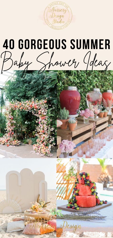 40 gorgeous summer baby shower ideas Baby Shower Summer Food, Summer Pool Baby Shower Ideas, Non Themed Baby Shower Ideas, Pool Side Baby Shower Ideas, Backyard Baby Shower Decor, Baby Girl Baby Shower Ideas Summer, Baby Girl Shower Ideas Summer, Baby Shower Outside Ideas, Baby Girl Baby Shower Themes Summer