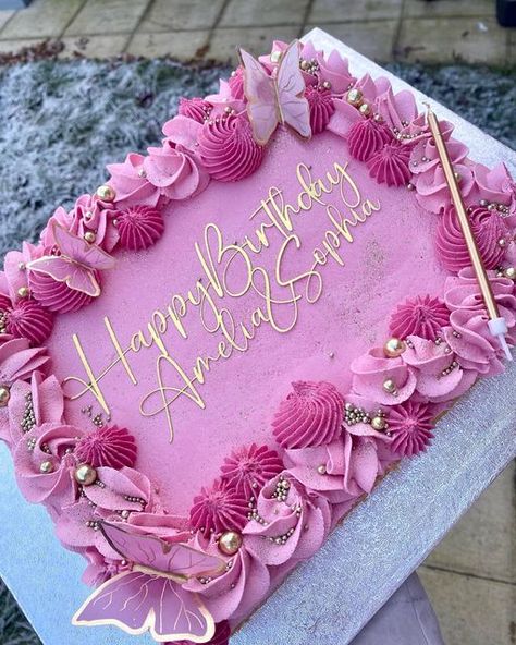 Birthdays Cakes For Women, Sheet Cake For Women Birthday, 4 Kg Cake Design, Women’s Birthday Cake Ideas, Cute Pink Cake Ideas, Pretty Sheet Cakes For Women, Barbie Cake For Women, Pretty Pink Cakes Girly, Girly Sheet Cake