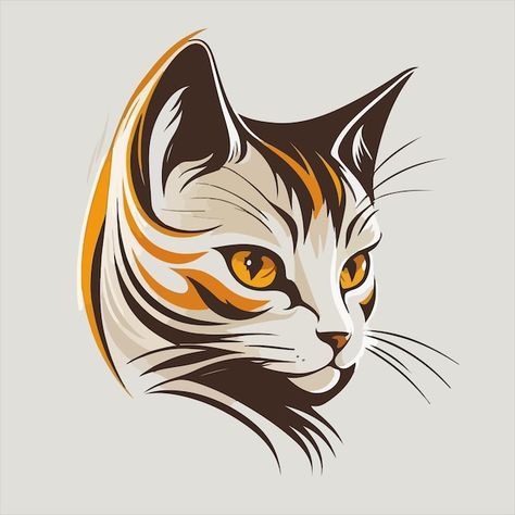 Chat Cartoon, Illustration Chat, Cat Illustration Design, Logo Chat, Chat Illustration, Modern Cat Art, Graphisme Design, Logo Animal, Cat Vector