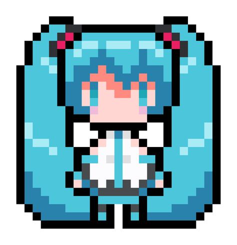 A Perler bead sprite of Hatsune Miku's V3 design. Feel free to use. Drawing Application, Pixel Drawing, Perler Crafts, Bead Sprite, Melty Beads, Pixel Pattern, Pixel Art Pattern, Perler Patterns, Parents As Teachers