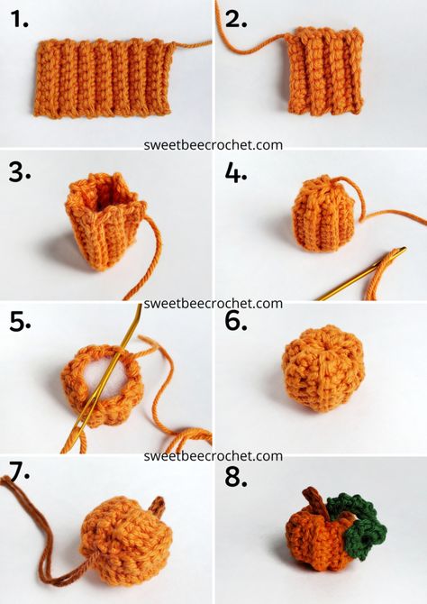 Diy Fall Suncatcher, Mini Fall Crochet Patterns, Crochet Bee Color Ideas, Mini Crochet Pumpkin Garland, Crochet Small Pumpkins Free Pattern, Micro Crochet Pumpkin, Tiny Crochet Ghost Pattern, Micro Crochet Halloween, Pumpkin Keychain Crochet Pattern Free