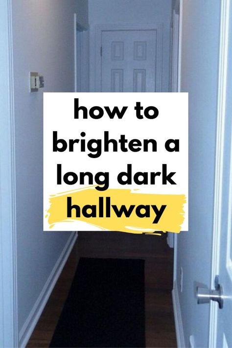 Do you have a long dark hallway? check out these 9 easy budget friendly ideas to help you brighten them up. Using pain colours and other color schemes to make your long corridor feel bright and spacious. Brighten Dark Hallway, Long Dark Hallway, Landing Ideas Upstairs, Hallway Colour Ideas, Dark Hallway Ideas, Long Hallway Ideas, Hallway Wall Colors, Dark Hallways, Dark Staircase