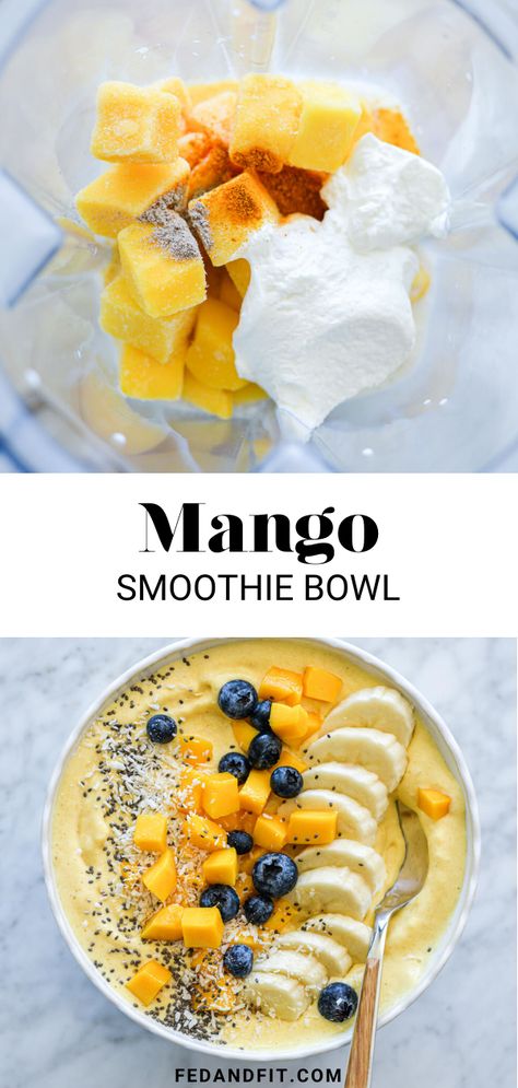 Smoothie Bowl Recipe Without Banana, Easy Mango Smoothie, Acai Bowl Recipe Easy, Smoothie Bowls Recipe Easy, Smoothie Bowl Recipe Healthy, Bowl Recipes Easy, Mango Smoothie Bowl, Mango Smoothie Recipes, Acai Bowls Recipe