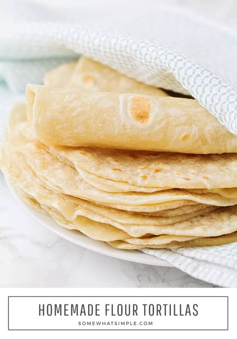 These homemade flour tortillas are soft and delicious and can not be any easier to make! #easyrecipe #tortilla #mexicanfood #tacos #burritos #bread Easy Homemade Tortillas, Homemade Flour, Recipes With Flour Tortillas, Homemade Flour Tortillas, Paleo Bread, Soft Tacos, Tortilla Recipe, Homemade Tortillas, Tortilla Wraps