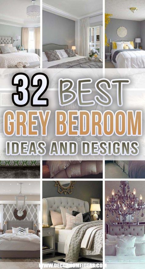 Best Grey Bedroom Ideas. Make your bedroom cozier with these grey bedroom ideas and designs. Combine neutral and pale colors with grey to create a comforting and relaxing atmosphere. #decorhomeideas Gray Walls Bedroom Decor, Cozy Grey Bedroom, Grey Bedroom Ideas, Gray Bedroom Walls, Silver Bedroom, Grey Bedroom Decor, Design Jersey, Bad Inspiration, Bedroom Decor Cozy