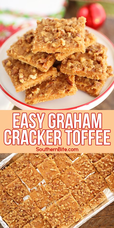 Easy Graham Cracker Toffee Saltine Cracker Candy With Toasted Pecans, Gram Cracker Recipe Ideas, Easy Recipes With Graham Crackers, Best Saltine Cracker Toffee, Graham Cracker Treats Simple, Graham Cracker With Pecans, Graham Cracker Pralines Pecans, Pecan Praline Graham Cracker Toffee, Recipe For Graham Crackers