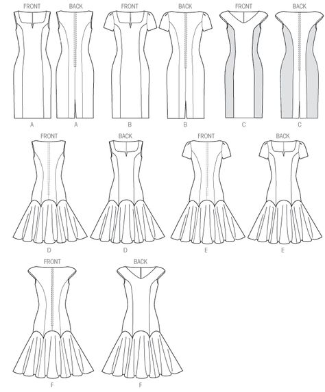 Princess Line Dress Pattern Style, Princess Line Dress Pattern, Princess Line Dress, Princess Line, Flat Sketches, Vogue Dress, Vogue Pattern, Vogue Sewing Patterns, Dress Making Patterns