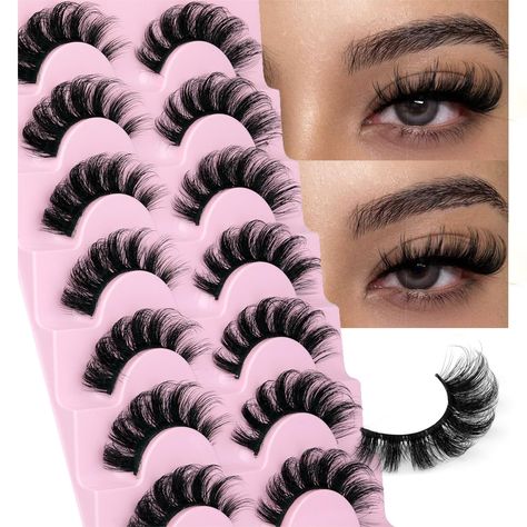 PRICES MAY VARY. Luxury Mink Lashes✨Looking for natural false eyelashes that add a pop to your makeup look? These high-quality, fluffy, curly false eyelashes are a great choice! They are 100% hand-woven by experienced workers and are soft, sturdy, and can imitate the effect of natural lashes. Natural Length✨The 17mm outer corner of the eyelashes has the effect of naturally enlarging and lengthening the eyes without being overly dramatic, making them a perfect match for any style of makeup and yo Lashes Amazon, Amazon Lashes, Russian Eyelashes, Russian Lashes, Natural False Eyelashes, Reduce Body Fat, Natural Eyelashes, Wispy Lashes, Best Lashes