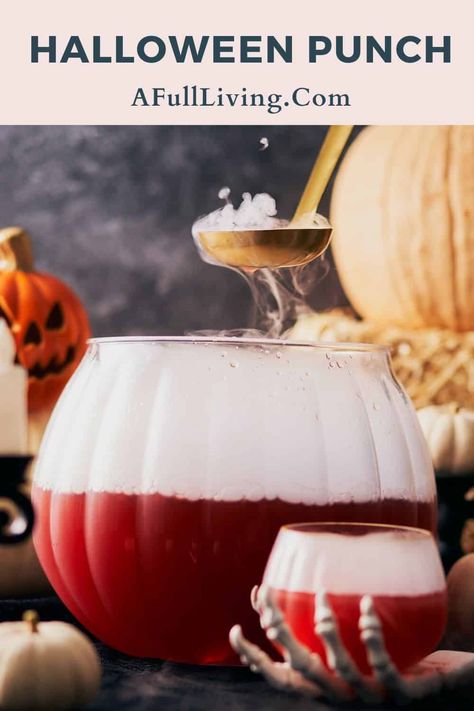 Need the perfect spooky drink for big-batch cocktails? This Halloween Punch is ideal for Halloween parties when you want to serve a crowd! If serving this for the whole family, you can omit the alcohol. It's perfect for spooky season, especially when served with bubbling dry ice! Halloween Punch Alcohol, Halloween Drinks Alcohol Punch, Halloween Party Punch Recipes, Spooky Halloween Punch, Dry Ice Halloween, Halloween Punch Bowl, Dry Ice Drinks, Halloween Party Punch, Halloween Themed Drinks