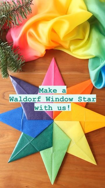 Window Paper Craft, Steiner Craft Ideas, Steiner Christmas Craft, Waldorf Crafts Diy, Waldorf Kite Paper Crafts, Waldorf Paper Stars, Waldorf Stars Window, Kite Paper Stars, Waldorf At Home