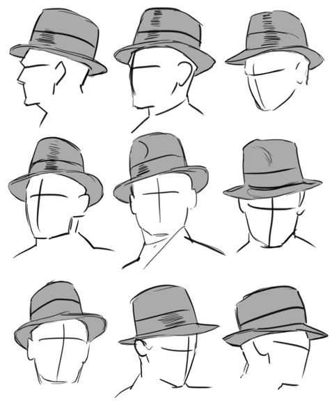 tricotee:    dunno if you guys were still wanting these hat refs butit’s fedora timeif I said I didn’t have enough misc. sketches and films filled with fedora-wearing crowds to produce dozens more reference plates the same size as this one, I’d be lyin’but for now, just this one with basic anglestilted a little, as was the fashion 얼굴 드로잉, 얼굴 그리기, Poses References, Drawing Clothes, Character Design References, Drawing Poses, Drawing Reference Poses, Drawing Tips, Design Reference