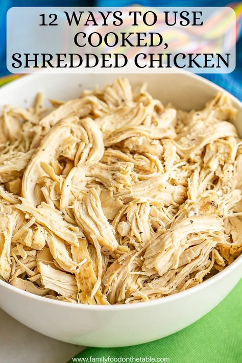 These 12 ways to use cooked, shredded chicken will give you new, fun, delicious ideas of ways to use leftover cooked chicken. List of ideas and specific recipes included. Shredded Chicken Crockpot, Dutch Oven Chicken, Leftover Chicken Breast, Bbq Chicken Sandwich, Easy Dinner Recipes Crockpot, Ground Chicken Recipes, Shredded Chicken Recipes, Fried Chicken Breast, Cooking Chicken To Shred