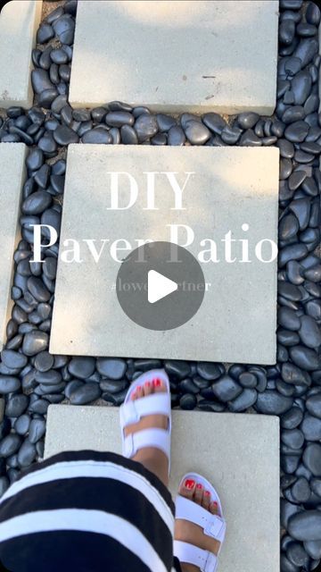 Stephanie Boyer | Interior Decor | Interior Design | DIY on Instagram: "The patio is coming along! I partnered with @loweshomeimprovement to transform my boring backyard. Comment links for a list of all the products I used to build the patio! Stay tuned to see the nexts steps✨✨

The pavers are linked in my bio #affiliatelink #lowespartner #lowesfinds #diy #patio #diyprojects #diypatio #pavers #paverstone #lowes #outdoorproject #patiodesign" Cheap Concrete Patio Ideas, Diy Pavers Over Concrete Patio, Concrete Block Patio Ideas, Cement Paver Patio Ideas, Backyard Gravel Fire Pit Ideas, Paver And Stone Patio, Rock And Paver Patio Ideas, Cement Patio Ideas Diy, Paver Walkway With Grass In Between