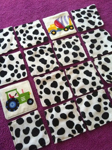 Toddler Memory Game: sewn from old sheet Homemade Toys, Baby Sewing Projects, Memory Game, Sewing Projects For Kids, Quiet Books, Sewing Toys, Sewing Projects For Beginners, Love Sewing, Baby Crafts