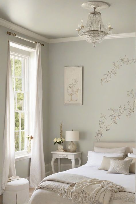 Step into a world of elegance and tranquility with "Pale Smoke (1584)" as we explore how soft smoky hues can transform your living space into a stylish retreat. Join us for a daily dose of interior designer routine inspiration! #Ad #homedecor #homedesign #wallpaints2024 #Painthome #interiorarchitecture Wall Colors Green Living Room Colors Bright Living Room Colors Apartment Renovation Living room Remodeling Modern Paint Colors 2024 Peaceful Bedroom Paint Colors, Elegant Paint Colors For Living Room, Room Colour Ideas Bedroom Paint Colors, Light And Airy Paint Colors, Pale Green Paint Colors, Bedroom Paint Colors 2024, Cozy Bedroom Paint Colors, Elegant Paint Colors, Small Bedroom Paint Colors