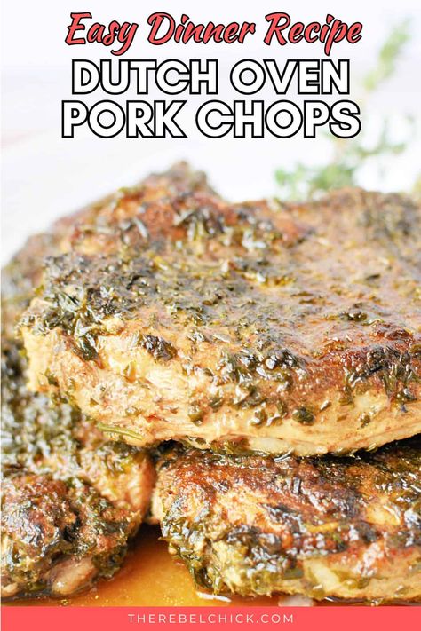 Dutch Oven Pork Chops, One Pot Dinner Recipes, Dutch Oven Pork, Oven Pork Chops, Slow Cooker Pasta Recipes, Baked Pork Chops Oven, Tender Pork Chops, Cooking Pork Chops, Easy Pork Chop Recipes