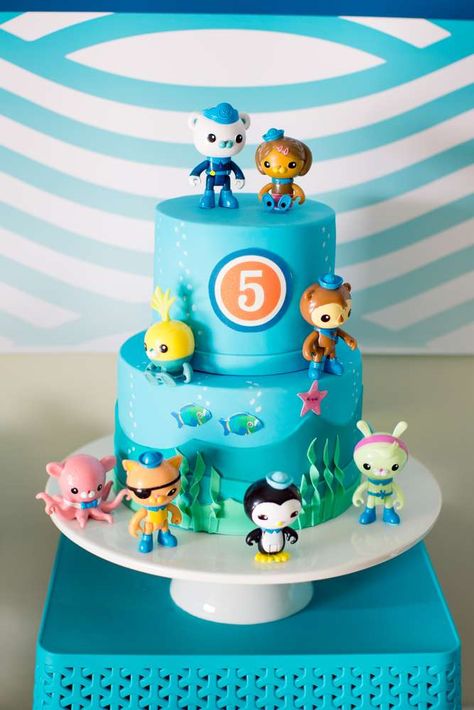 Octonauts birthday party cake! See more party ideas at CatchMyParty.com! Octonauts Birthday Party Ideas, Octonauts Cake, Octonauts Birthday Party, Octonauts Party, 3rd Birthday Cakes, Creative Cake Decorating, Childrens Birthday Cakes, Holiday Cakes, 6th Birthday Parties