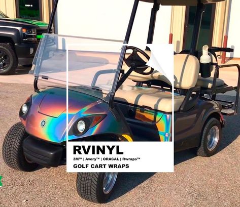 Cool Golf Cart Paint Jobs, Golf Cart Remodel Diy, Funny Golf Cart Decals, Golf Cart Wraps Graphics, Golf Cart Paint Ideas Diy, Golf Cart Stickers, Tricked Out Golf Carts, Paint Golf Cart, Golf Cart Makeover Diy