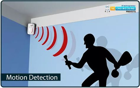 Motion Detection with ESP32 & PIR Sensor - The Engineering Projects Home Alarm System, Home Security Tips, Wireless Home Security Systems, Burglar Alarm, Motion Detector, Motion Sensors, Engineering Projects, Security Systems, Security Surveillance