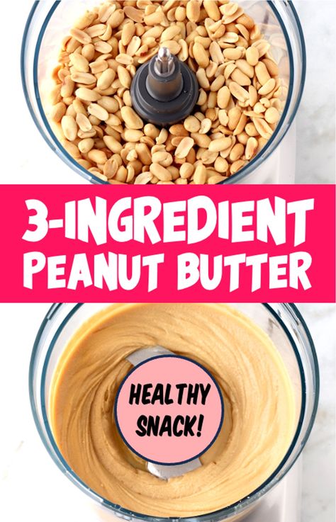 Homemade Peanut Butter Recipe!  Did you know it takes just 3 ingredients and 5 minutes to make one of the easiest Peanut Butter Recipes?  It's creamy, delicious, and tastes SO much better than store bought!  I enjoy it as a healthy snack and even use it in cookies, too! Go grab the easy recipe and give it a try this week! How To Make Homemade Peanut Butter, Diy Peanut Butter Powder, How To Make Peanut Butter At Home, Easy Recipes With Peanut Butter, How To Make Peanut Butter, Christian Meals, Healthy Homemade Peanut Butter, Peanut Butter Homemade, Peanut Butter At Home