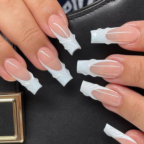 Nails Acrylic 2024, Gel Nails Long, Wedding Acrylic Nails, Brown Acrylic Nails, Tapered Square Nails, White Acrylic Nails, Girly Acrylic Nails, Glow Nails, Classy Acrylic Nails