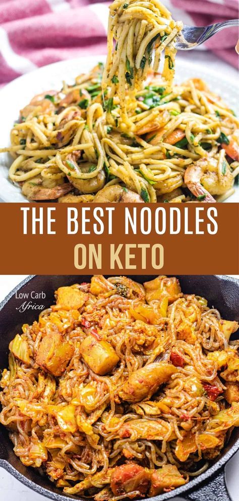 If you miss noodles or pasta on your low carb lifestyle, these keto noodles are the best replacement that will scratch that itch! #ketonoodles #ketopasta #lowcarb #ketodinner | lowcarbafrica.com Konjac Noodles Recipes, Protein Noodles, Low Carb Pasta Recipes, Keto Pasta Recipe, Keto Noodles, Low Sugar Diet Recipes, Healthy Noodles, Pasta Substitute, Low Carb Noodles