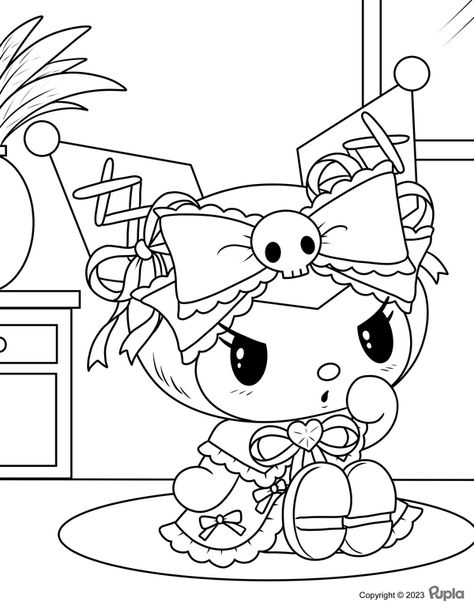 Kuromi Sitting at Home Coloring Page Homies Coloring Pages, Kuromi Coloring Sheet, Kuromi Trace Drawing, Kuromi Sitting Down, Sanrio Coloring Pages Printable Kuromi, Printable Coloring Pages Sanrio, Hello Kitty Coloring Pages Printable Kuromi, Sanrio Coloring Pages Kuromi, Colouring Drawings Ideas