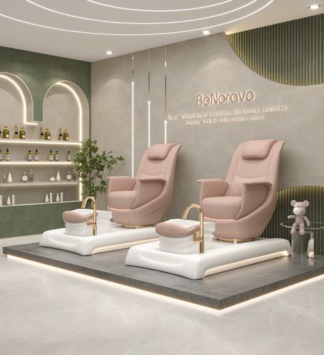 @BeNoravo pink pedicure chairs for beauty store and Spa. #salon #pedicure #manicure #footmassage #spa Tranquility Room, Pedicure Chair Ideas, Pedicure Station Ideas, Pedicure Massage, Body Temple, Pink Pedicure, Pedicure Station, Dream Salon, Spa Pedicure Chairs