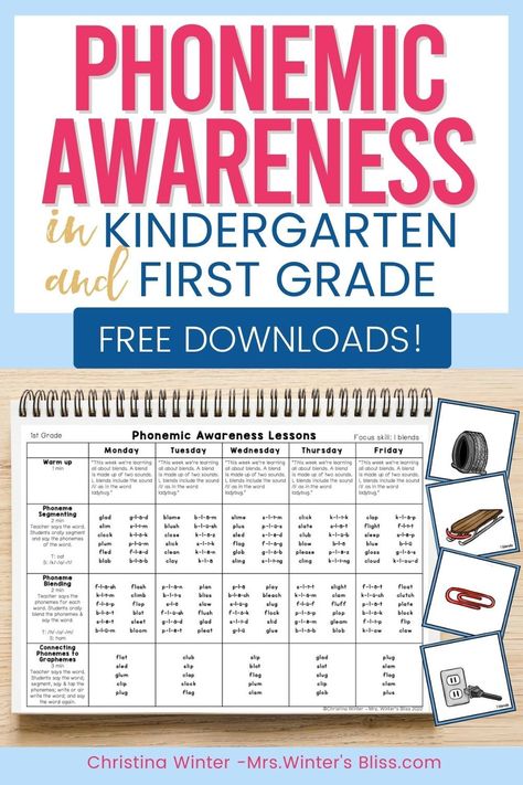 Find out the answer to the question “What is phonemic awareness and how is it different from phonics instruction?" Learn details about a science of reading-aligned phonemic awareness lesson plans for kindergarten and first-grade students. This resource has EVERYTHING you need to bring effective small-group phonemic awareness instruction to your classroom. Be sure to download the FREE phonemic awareness lesson plans that you can begin using with your small groups right away! Heggerty Phonemic Awareness First Grade, Phonemic Awareness Lesson Plans, Lessons For Kindergarten, Lesson Plans For Kindergarten, Academic Reading, Kindergarten Small Groups, Phonemic Awareness Kindergarten, Small Group Reading Activities, Phonics Lesson Plans