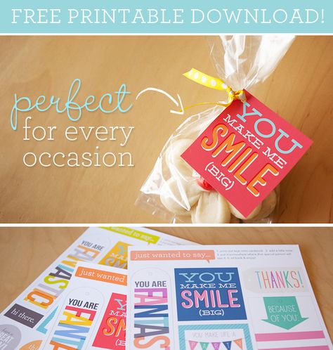 Free Printable Positive Tags for any Occasion Project Life Freebies, Smile Gift, Secret Sister, Secret Pal, Pretty Printables, Free Labels, Gift Tags Printable, Printable Tags, Simple Gifts