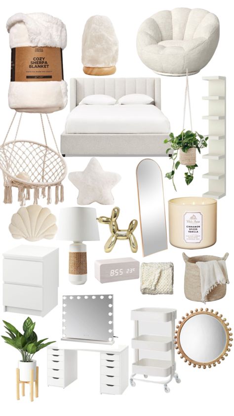 Room Basic Decor, Cute Room Bedroom Ideas, Cute Bedroom Furniture For Teens, Cute Modern Rooms, Light Colored Room Ideas, Cute Calm Room Ideas, Room Decor White Aesthetic, New Room Inspiration, Bedroom Ideas Women In 30s