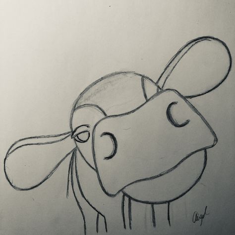 Drawing Cow Easy, Silly Cow Drawing, Cow Nose Drawing, Cow Face Drawing Easy, How To Draw A Cow Face, Small Cow Drawing, Cow Pictures Drawing, Fluffy Cow Drawing Easy, Drawing Ideas Easy Cow