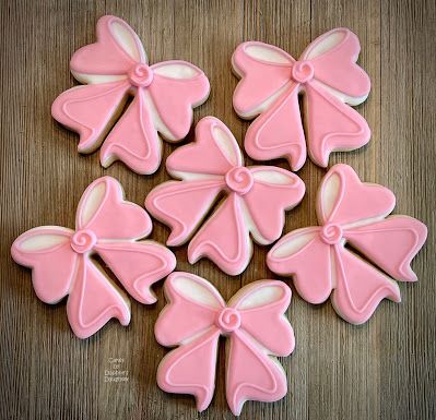 Boots And Bows Cookies, Bow Sugar Cookies Royal Icing, Pink Bow Cookies, Bow Cookies Decorated, Bow Sugar Cookies, Baseballs Or Bows, Bow Cookies, Ash Baby, Royal Cookies