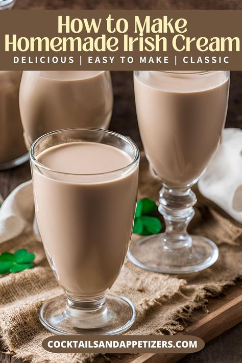 Fast and easy homemade Irish Cream recipe that takes only a few minutes to make! This copycat Irish Cream recipe can be stored in the fridge and used for all your favorite Baileys cocktails. Whip up a batch of this creamy liqueur for Christmas cocktails, fall alcoholic drinks. Diy Irish Cream Baileys Recipes, How To Make Irish Cream, Homemade Baileys Recipes, How To Make Baileys Irish Cream, Bailey Cocktails, Homemade Irish Cream Liquor, Irish Liquor Drinks, Homemade Baileys Irish Cream Recipes, Home Made Baileys Irish Cream