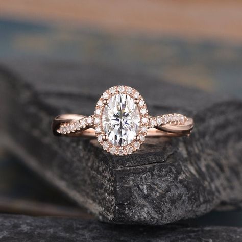 Oval Engagement Ring Rose Gold, Twisted Band Engagement Ring, Rose Gold Oval Engagement Ring, Rose Gold Halo Engagement Ring, Morganite Engagement Ring Rose Gold, Oval Cut Moissanite Engagement Ring, Oval Halo Engagement Ring, Moissanite Engagement Ring Rose Gold, Engagement Rings Twisted