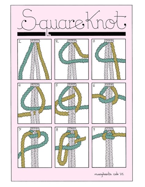 Diy Instructions Step By Step, Macrame Starter Knots, Macrame Spiral Knots Step By Step, Macrame Basics For Beginners, Macrame Knot Names, Basic Knots Macrame, Basic Macrame Knots Step By Step Video, How To Do A Square Knot, Macrame Knots Step By Step Patterns