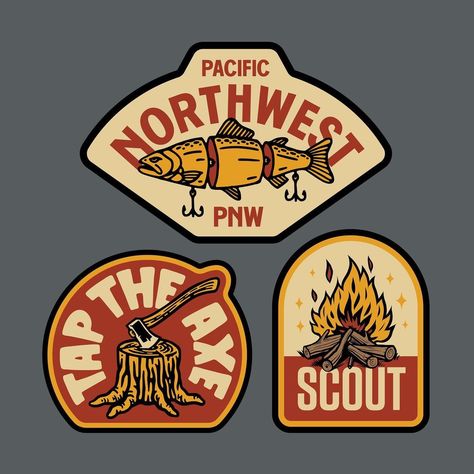 Lincoln Design Co on Instagram: “New work for the crew @scout_northwest #badges #stickers #lincolndesignco #scoutnw #pnw” Colors For Branding, Minimal Shirt Design, Graph Design, Website Design Layout, Outdoor Stickers, Badge Logo, Badge Design, Vintage Branding, 로고 디자인